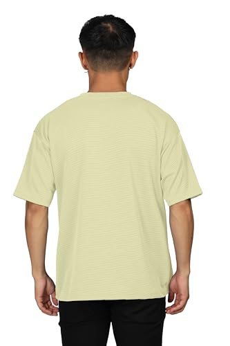 Image of SHODOX Men Oversized T Shirt Solid Dotted Design | Round Neck Loose Fit Drop Shoulder Casual T-Shirt for Men