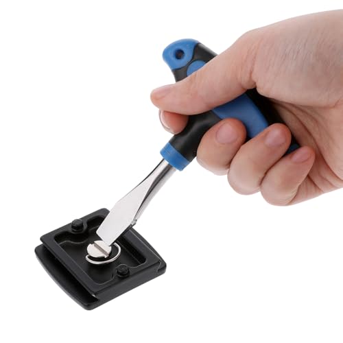 Image of Piriuuo T Handle Flat Head Screwdriver, 10mm T Handle Slotted Screwdriver with Plastic Handle Screw Drivers Assembly Tool for Slotted Screw Used on Quick Release Plate or Camera Tripod Monopod