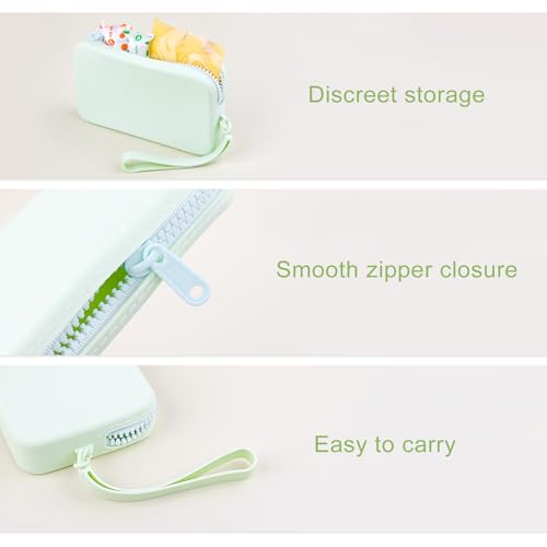 Image of Silicone Period Bags, 2 Pcs Tampon Holder for Purse with Zipper & Handle, Sanitary Napkin Storage Bag for Purse, Keeping Discreet Feminine Products