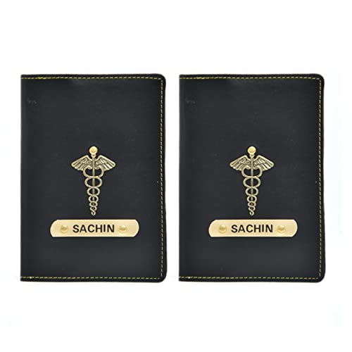 Image of YOUR GIFT STUDIO Customized Passport Holder | Personalised Passport Cover Wedding Anniversary Marriage Gifts for Couple Friend Husband Wife | (Black)