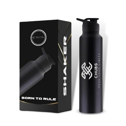 Image of CHUBS Gloss Edition Gym Steel Shaker Mixer 1000 ml Shaker Sports Water Bottles 1 Litre Water Bottle for Men Leakproof, Rust free-1000 ml Steel Water Bottle Black