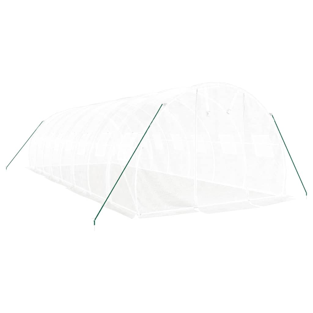 Homgoday Invernadero con Estructura de Acero Blanco 24 m² 8x3x2 m, Invernadero Caseta Jardín Terraza Plantas Semilla Cultivo Huerto Verduras Cubierta Casero