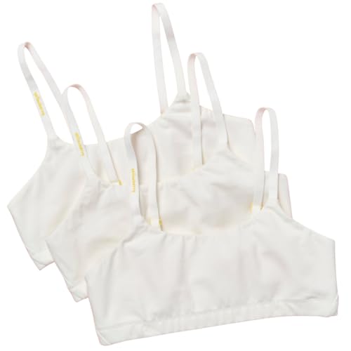Yellowberry 3Pk Pipit Training Bra for Girls, Tweens & Teens First Bra with Convertible Adjustable Straps, Wireless & Tagless