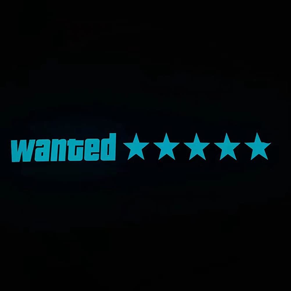 Parabrezza Elettrico 5Stars Wanted Auto LED Finestra Adesivi Blu Rosso