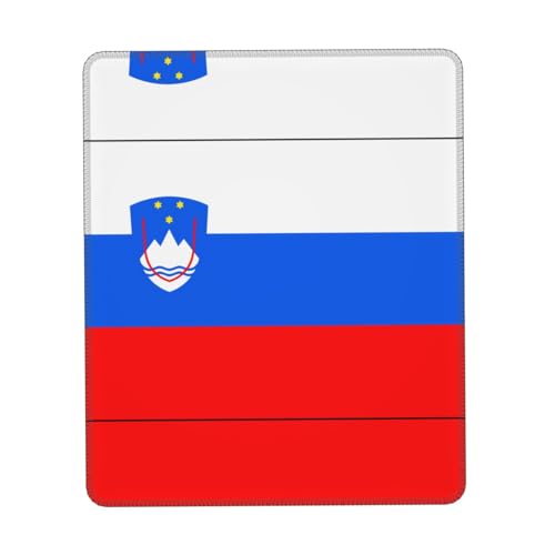 Tapis de souris imprimé drapeau de la Slovénie confortable - Base antidérapante en cuir PU, design lisse et moderne pour bureau, maison, 7 x 21,8 cm