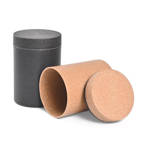 Image of Eha Earth Friendly Canister With Air Tight Lid | Food Storage Container Jars Set Of 2 | Made With Rice Husk And Bamboo Fibers | 700Ml | Charcoal-Tortilla,Multicolor