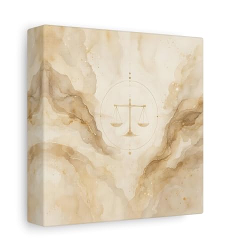 Toile abstraite balance dorée 15x15 cm pour déco salon moderne