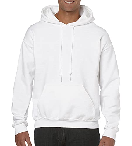 GILDAN Herren Adult 50/50 Cotton/Poly. Hooded Sweat Sweatshirt, Weiß...