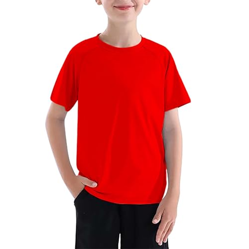 Kids Boys Girls Basic Solid T-Shirts Crewneck Short Sleeve Tees Casual Soft Loose Fit Teen Tops Summer Trendy Baggy Crop Tops
