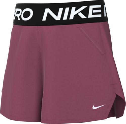 Pantalones cortos Nike Pro Fleece Dri-FIT para niñas en color gris talle medio
