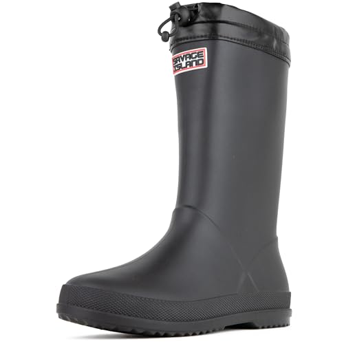 Savage Island Botas de lluvia ligeras para niños, botas de agua impermeables para niños y niñas, unisex, Black, 32 EU