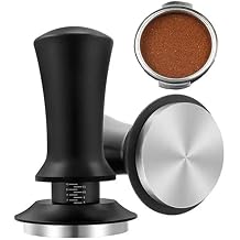 Coffee Tamper Coffee Tamper Stainless Steel Flat/Thread Base Internal Spring51mm,Black Flat Base