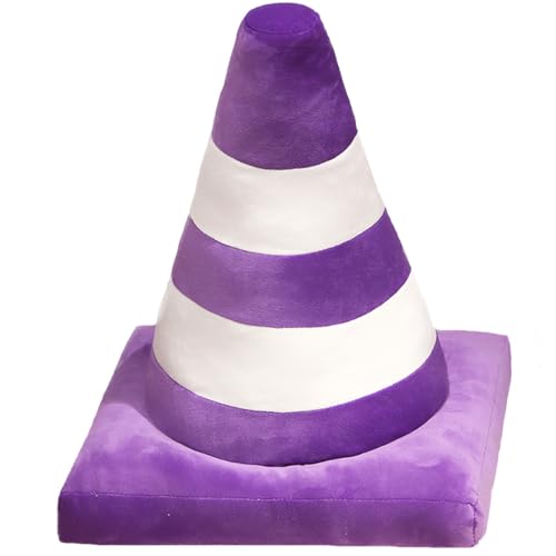 Image of ELAINREN Simulation Purple Roadblock Stuffed Pillow Cuddly Road Cone Plush Safety Traffic Cone Toy Funny Roadblock Model Plushies Doll for Photo Prop Construction Party Favors /17.7''