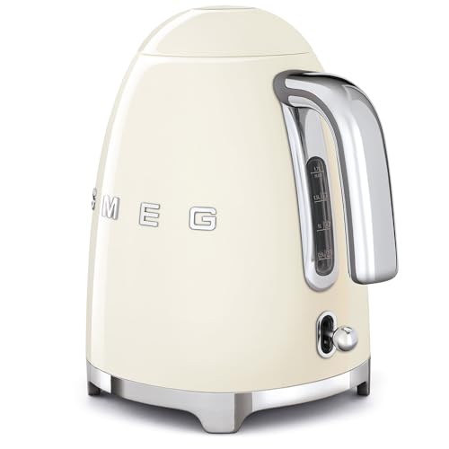 Smeg 50’s Style Retro Range Breakfast Set, 1.7L 3000W Kettle and Multi-Functional Control 4-Slice 2000W Toaster, Cream, KLF03CRUK/ TSF03CRUK