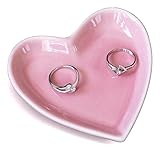 AixyZzz Ceramic Ring Dish Holder for Women Girls Heart Shaped Jewelry Tray, Pink Decorative Trinket Plate for Jewelry Organizer, Mrs Ring Dish for Engagement Wedding Birthday Christmas Gifts