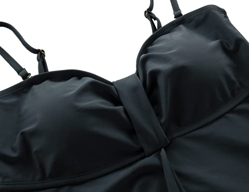 Hilor Women's Flyaway Tankini Top Bandeau Swimsuit Flowy Bathing Suit Tummy Conceal Swimwear4