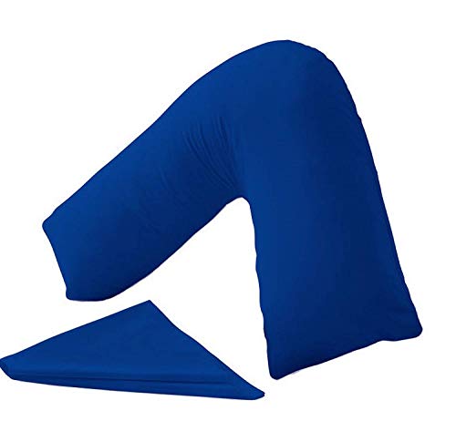 CnA Stores Orthopaedic V-Shaped Pillow Extra Cushioning Support For Head, Neck & Back (Royal Blue, V-pillow With Cover)