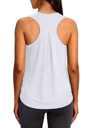 XIEERDUO High Neck Tank Top for Women Pilates Top Breathable Fitness Workout Shirts Women White L