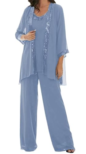 3 Pieces Mother of The Bride Pantsuits for Women Dressy Wedding Formal Wedding Guest Outfit with Jacket