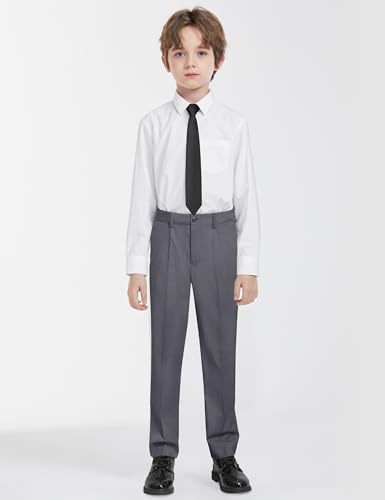 Image of Boys Suit Vest Set 4 Pieces Slim Fit Kids Dark Gray Formal Vest and Pants Set for Wedding Ring Bearer, Easter, First Communion, Confirmation, Graduation Teen Boys Size 14