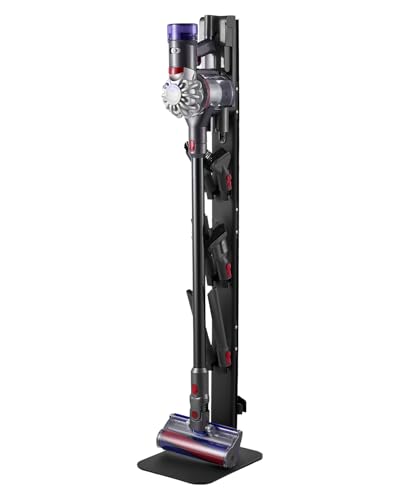 VEVOR Staubsaugerständer 32x26x126cm, kompatibel mit Dyson G5 V15 V12 V11 V10 V8 V7 V6 Serie Standstaubsaugern & Zubehör, Bodenständer, Halterung mit 6 Haken & rutschfesten Fußpolstern, schwarz
