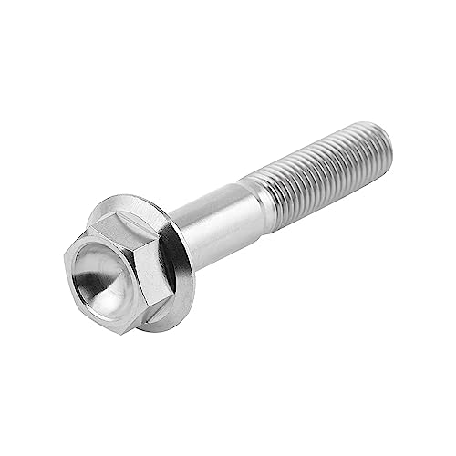 Image of Ti Screws M10 x 20 25 30 35 40 45 50 55 60 65 70 75 80 90 100mm 1.25 Pitch Titanium Flange Hex Bolt Pack of 4 (Silver, M10x55mm)