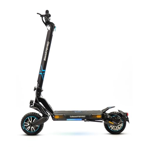 smartGyro Crossover Dual MAX LR - Patinete Eléctrico con 2 Motores de 48V (1000W), Batería 18000Ah, Autonomía 70Km, Ruedas Tubeless Dual Grip, Triple Suspension, Triple Frenada, App, Certificado DGT