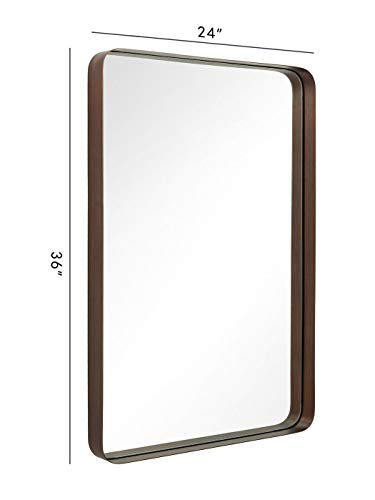 ANDY STAR Bronze Rectangular Wall Mirror | 24x36x2'' Contemporary Stainless Steel Metal Frame
