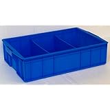 部品収納ボックス [大3仕切り] 青プラスチック製 [3区画タイプ]（590×380×140mm）パーツケース コンテナ BOX ネジ 工具 パーツ整理 PK590-3 大3青