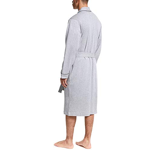 Holove Kimono Bathrobe For Men Cotton Knee Length Summer Robe thumb #2