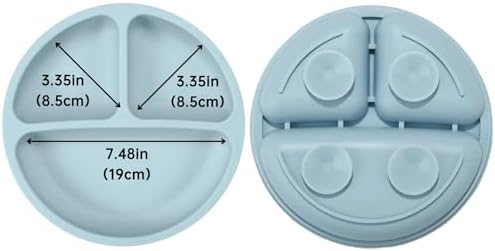 PandaEar Baby Feeding Set | 2 Pack Silicone Divided Suction Plate, 2 Set Toddler Spoons & Forks | Baby Led Weaning Supplies Self Feeding Eating Utensils | BPA-Free | Blue & Pink — 사진 4