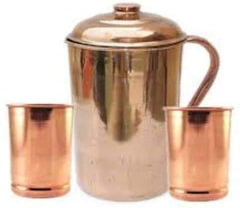 Planet 007 Handmade pure Copper Vessel Drink ware Pitcher Jug and mug set for water