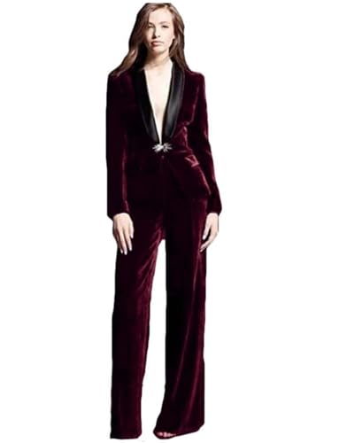 Costume velours femme de qualité supérieure avec veste col châle haut de gamme