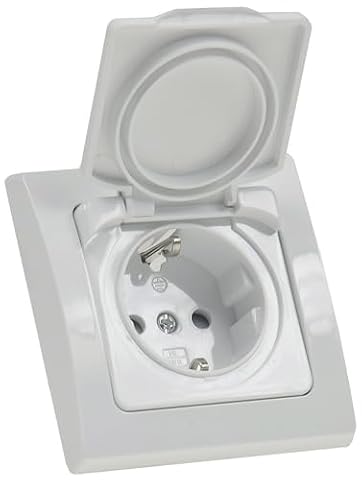 Delphi gniazdko podtynkowe, IP44, z pokryw? na zawiasach, 230 V-240 V, 16 A, gniazdko ze stykiem ochronnym, do pomieszcze? wilgotnych, na zewn?trz, bia?e