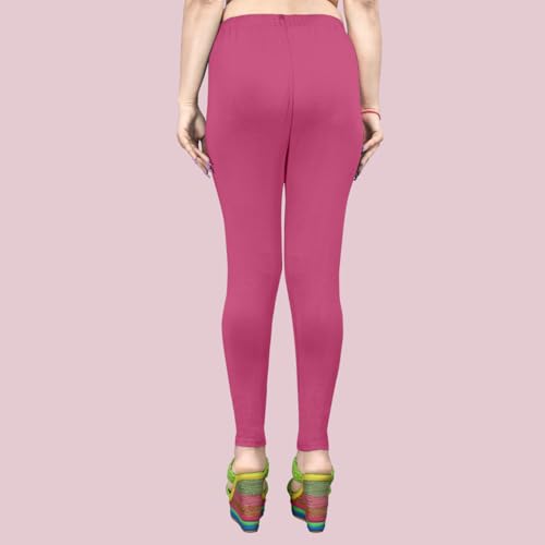 Image of Women's Solid Mid Rise Slim Fit Ankle Length Leggings - Comfortable and Stylish Yoga Pants for Workout, Running and Everyday Wear
