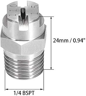 N/A Flat Jet Spray Nozzle 304 Stainless Steel 1/4BSPT Male Thread 110 Degree 2.4mm 2pcs