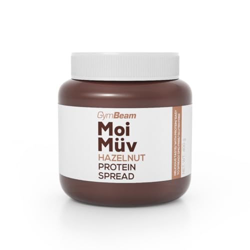 Crema proteica GymBeam MoiMüv 400 g, sin azúcar añadido, ideal para tortitas, crepes, tostadas y gachas, fuente de proteínas, sin gluten, Lechoso, 400 g