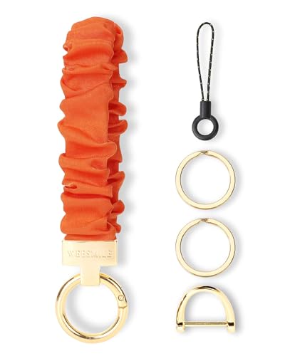 Image of WEESMILE Scrunchie Keychain Wristlet for Car Key Chain with D Key Ring