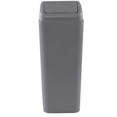 Image of Anbers 12 L /3.2 Gallon Slim Trash Can with Swing Cover, Small Plastic Lidded Garbage Can, Grey, F