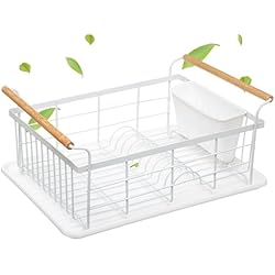 Fregadero Vintage Blanco Solty - Escurreplatos Acero Inoxidable Blanco - Escurridor de Platos sobre Fregadero con Bandeja de Goteo y Colector de Cubiertos - Escurreplatos Firme y Duradero para Cocina (Blanco)