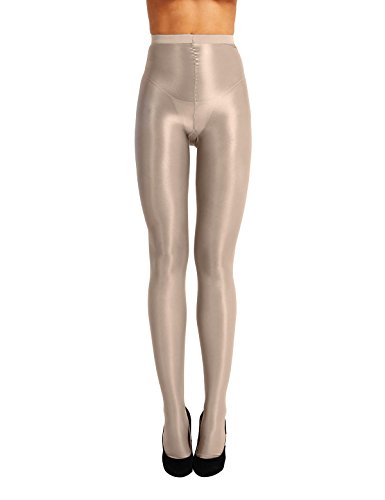 Image of ranrann Women's Ultra Shimmery Stretch 70D Thickness Footed High Waist Silk Stockings Pantyhose Tights