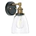 Fiorentino LED Industrial Wall Sconce - Antique Brass w/Clear Glass - Linea di Liara LL-WL582-AB