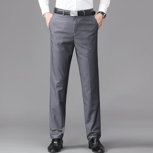 Men's Solid Color Slim Fit Dress Pants Business Summer Suit Pants Lightweight Straight Leg Stylish Work Pants4