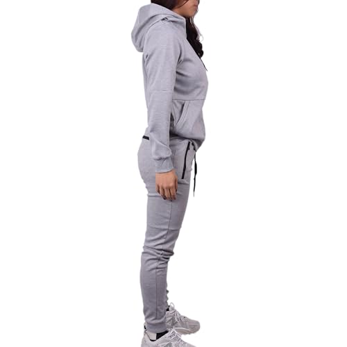 Riflessi Women's Athletic Sports Casual 2 Piece Solid Color Tracksuit Hoodie Jogger Pants Sweatsuit Set4