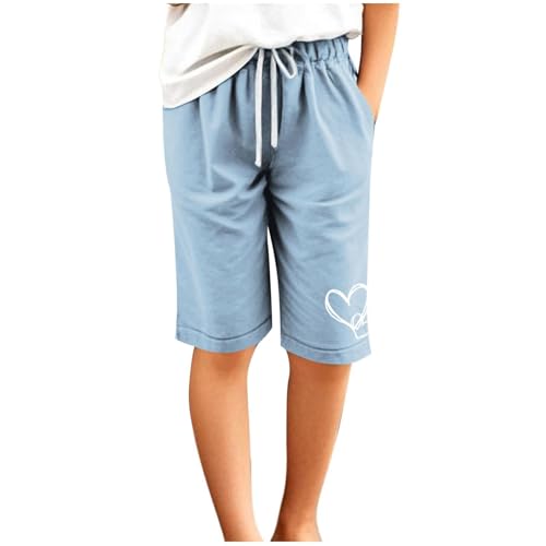 Girls Bermuda Shorts Knee Length Straight Leg Short Loose Casual Cute Solid Drawstring Elastic Waist Jorts Summer Trendy4