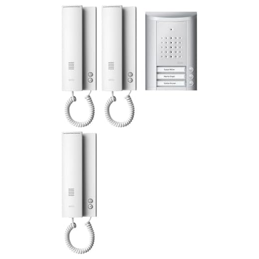 Schneider Electric Ritto Türsprechanlage, Entravox, Komplettset für 3-Familienhaus, Gegensprechanlage mit Beleuchtung und Klingeltasten, Silber/Weiss, Artikelnummer 1841320