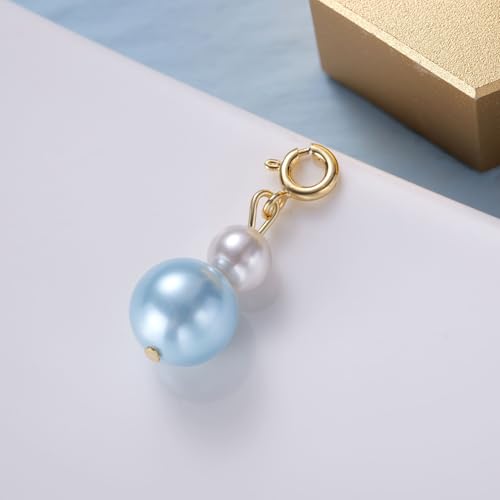 Image of MIXJOY Something Blue Gift for Bride, Wedding Day Bridal Blue Pearl Angel Wings Bouquet Garter Charm for Bride to Be