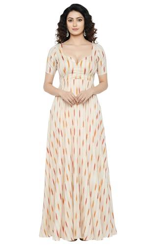 Image of Cotton Pochampally ikat unstitched blouse, Kurthi, long frock fabric material for women (1 meter, 2 meters & 3 meters)
