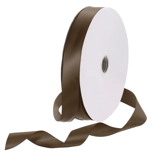 Rebower 1 Inch 100 Yard Satin Ribbon Thick Double Face Grosgrain Silk Ribbon, [for Gift Wrapping, Hair Bows, Wedding, Cake, Flower] - 1"(2.5cm)/Coffee