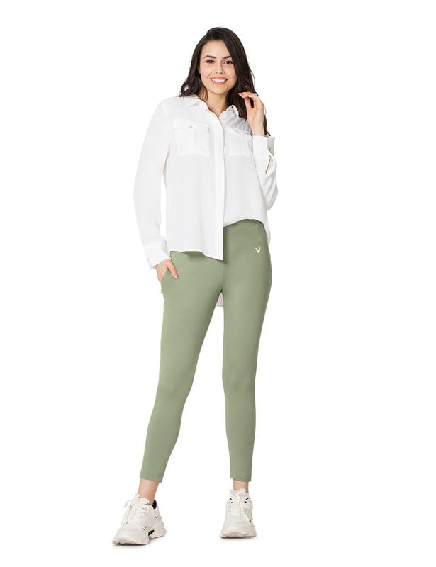 Image of VSTAR PL02 Women Ankle Length Stretchable Slim Fit Leggings with Secured Side Pocket | Moisture-Wicking | Soft Waistband & Cotton-Elastane Fabric